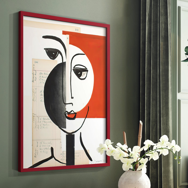 «Face of A Century IV», reproduction encadrée - bois massif, Rouge, H 10 po x l 8 po