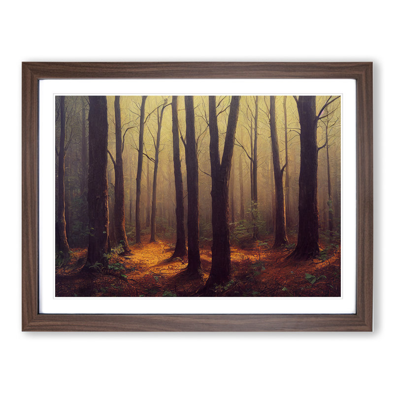 Inspiring Forest - Single Picture Frame Print, 34cm H x 46cm W x 2cm D, Walnut