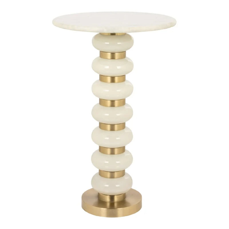 Marble Top End Table, White