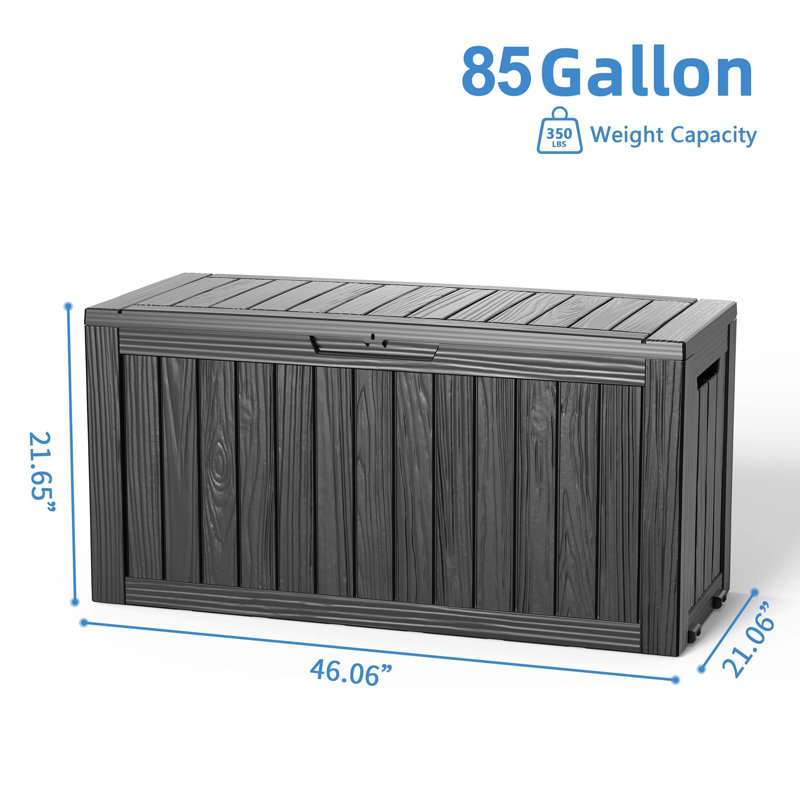 85 Gallon Outdoor Storage Box, Black