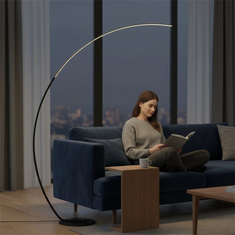 Lampe sur pied en aluminium de haute qualité avec interrupteur au pied, idéale pour les chambres à coucher et les salons.