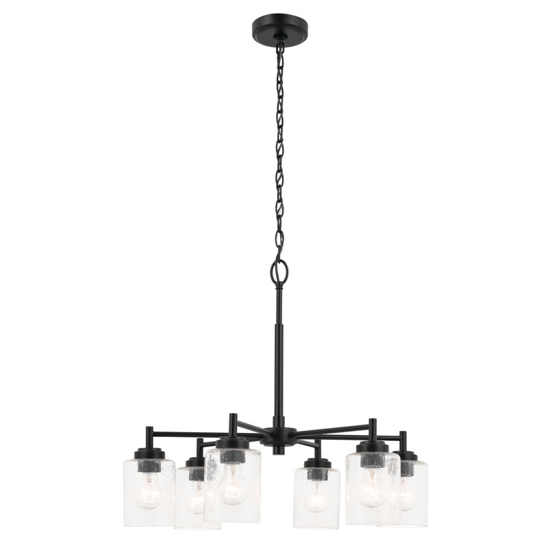 Kichler Winslow Black 6-Light Chandelier with Clear Seeded Glass Shades, Black