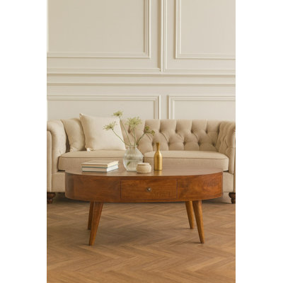 Aveline Solid Wood Four Leg Coffee Table with Storage