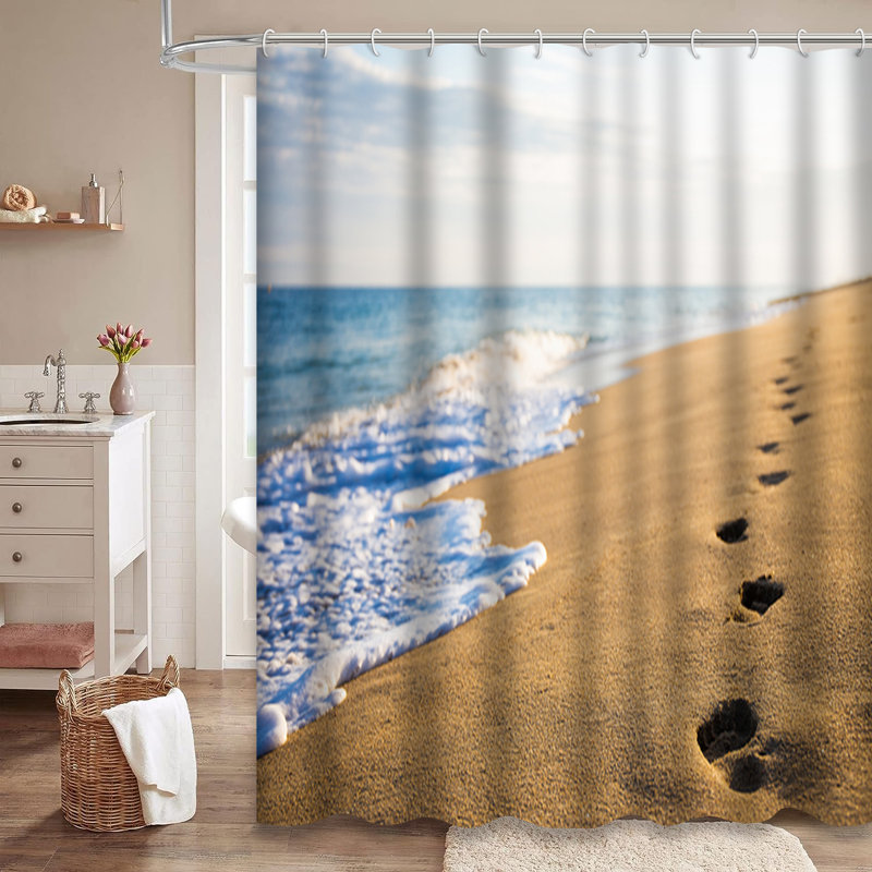 Rideau de douche Golden Sand Beach Sunset, L 72 po x l 78 po