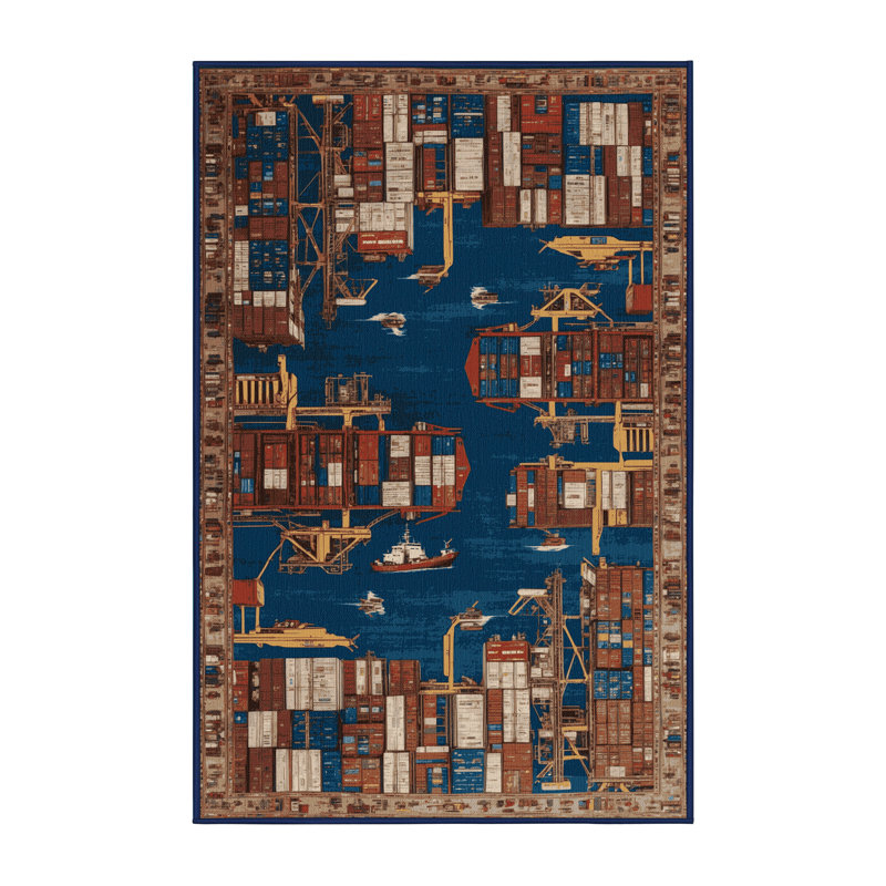 Tapis de transport gris lavable à la machine, Rectangle 7 pi x 9 pi