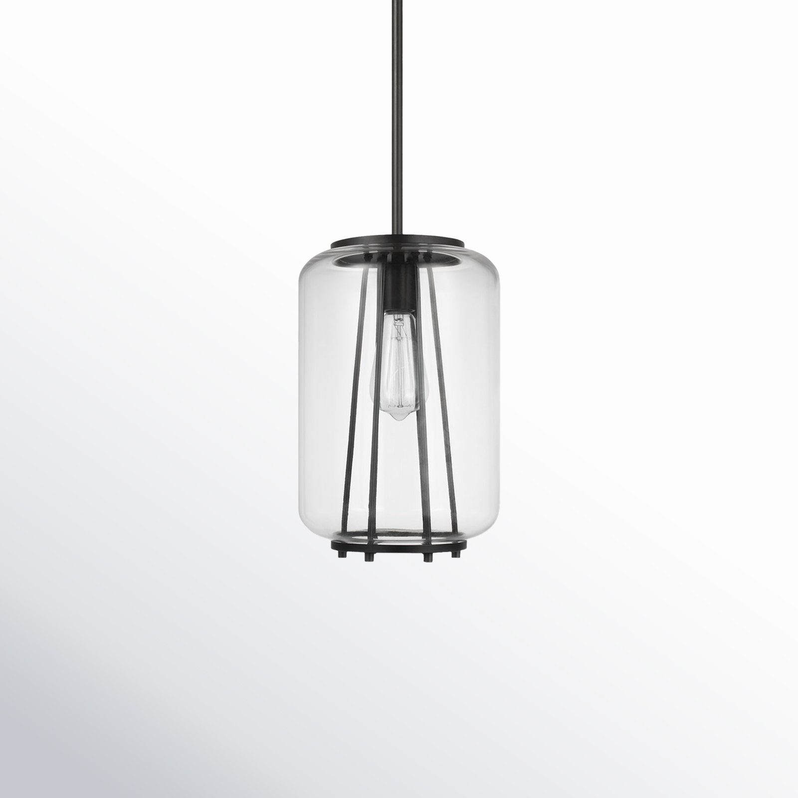 Bianca Single Light Glass Steel Dimmable Pendant, Midnight Black