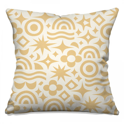 Beige Geometric Stars Double Sided Throw Pillows