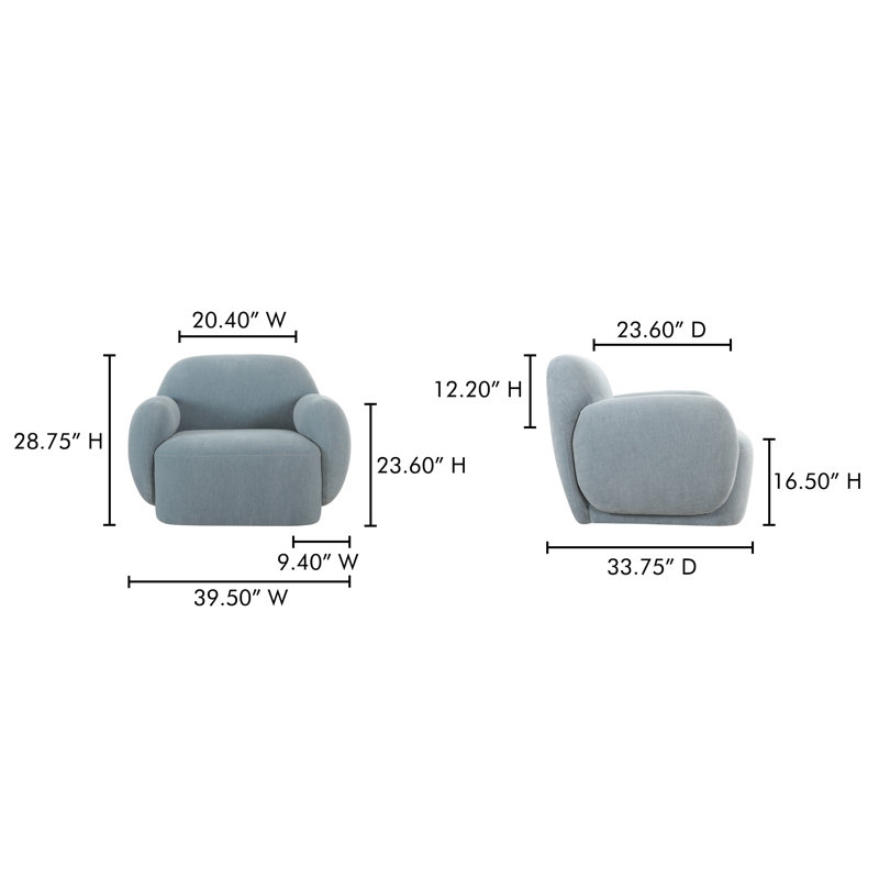 Mikah Upholstered Armchair, Light Blue Performance