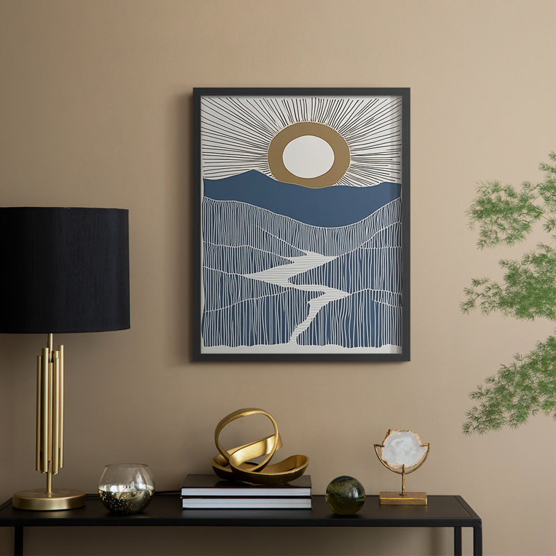 Impression abstraite encadrée, prête à être accrochée, fabriquée aux États-Unis, H 20 po x l 16 po, Noir
