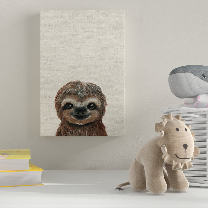 Cheerful Sloth III - Painting on Canvas, 61cm H x 41cm W
