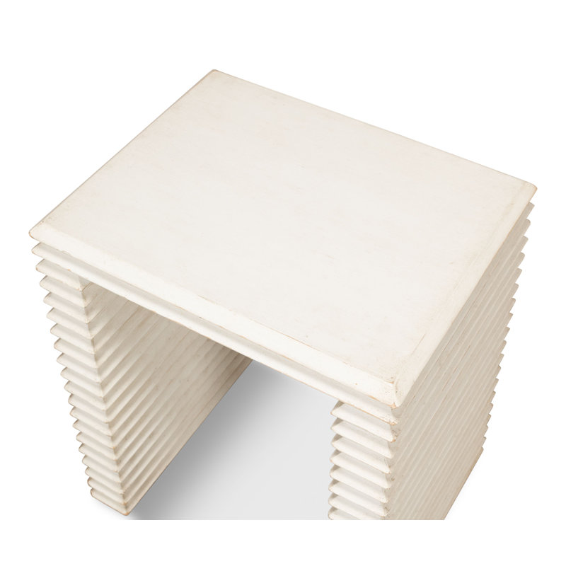 Stacked Solid Wood End Table, Antique White
