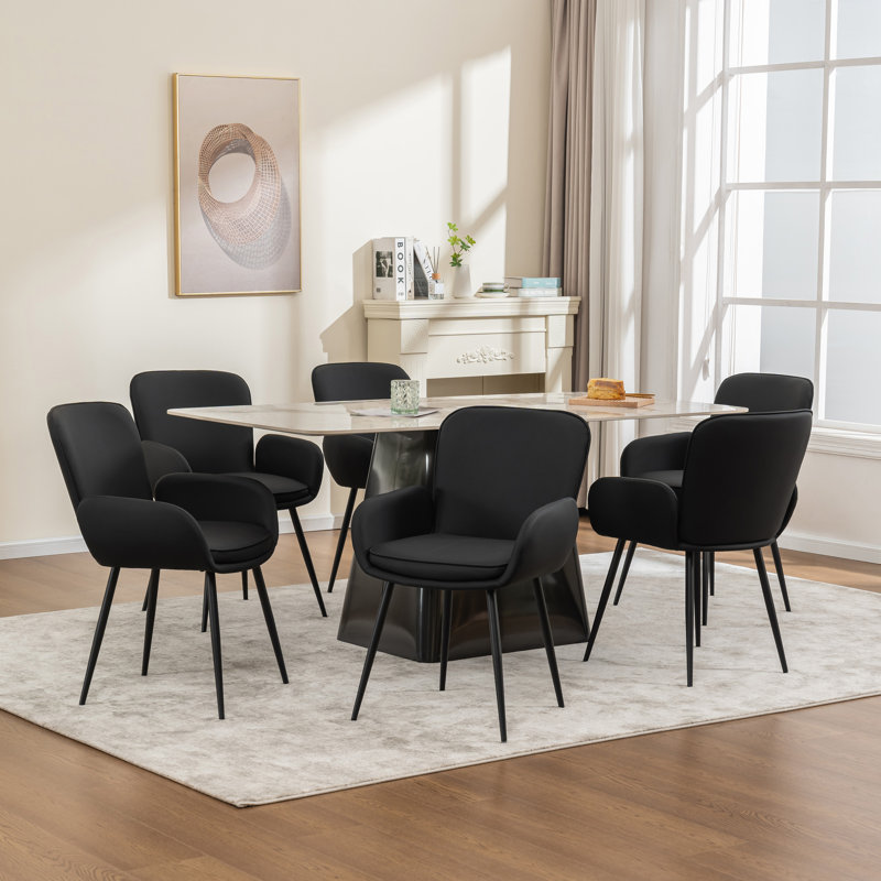 Ensemble de 6 chaises de salle à manger rembourrées en similicuir, Dark Green, 6