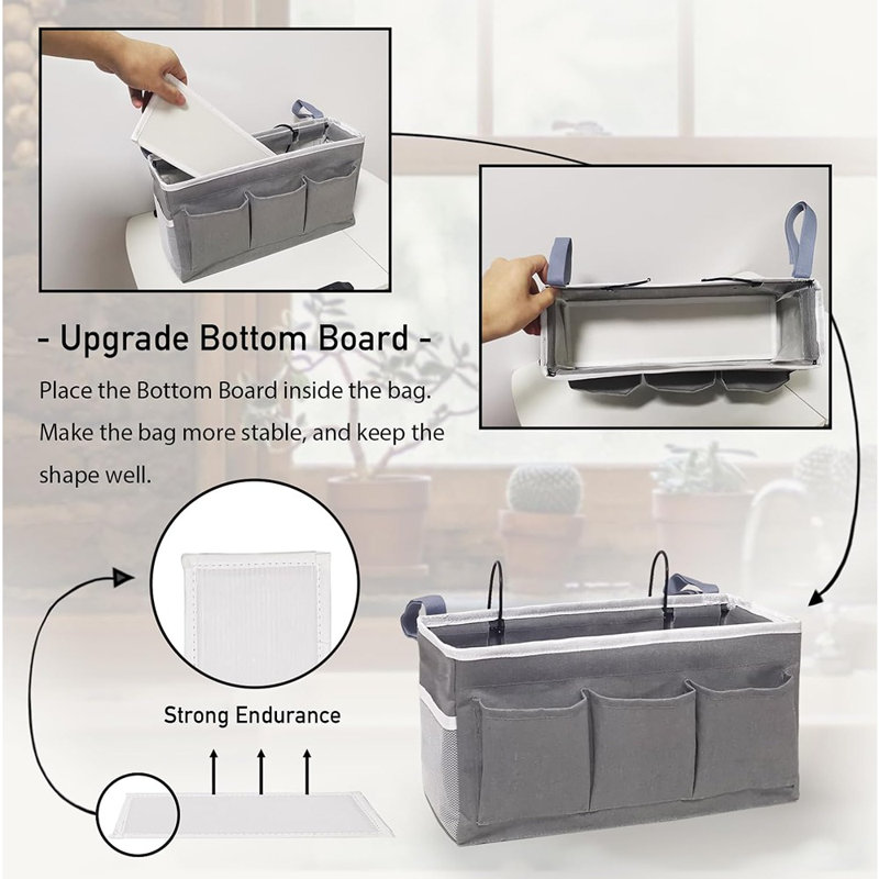 Bedside Caddy Storage Organizer - 2Pcs Hanging Bag Holder With P...