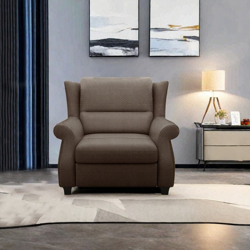 Ergonomically designed cotton and linen recliner, Brown