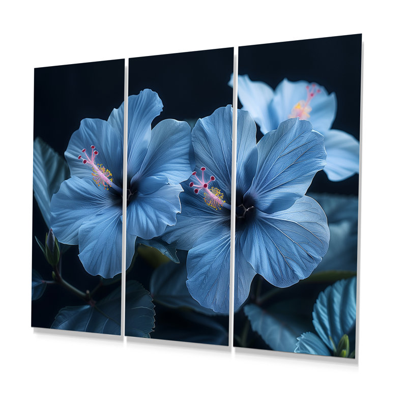 Goudy - Ensemble de décoration murale hibiscus, Métal métal, H 28 po x l 36 po x P 1 po