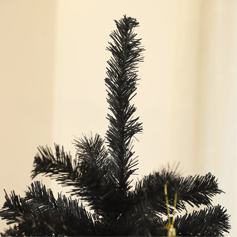 Arbre de Noël artificiel de 6 pi de hauteur, arbre de Noël non éclairé avec 1000 pointes de branches, ouverture automatique, base en acier, décoration des Fêtes pour bureau personnel, noir