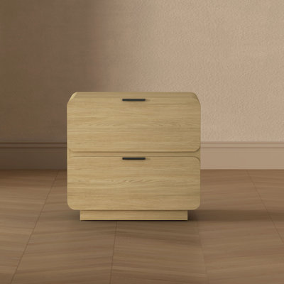 Chrystie 26" Contemporary Modern Nightstand with 2 Drawers in Natural