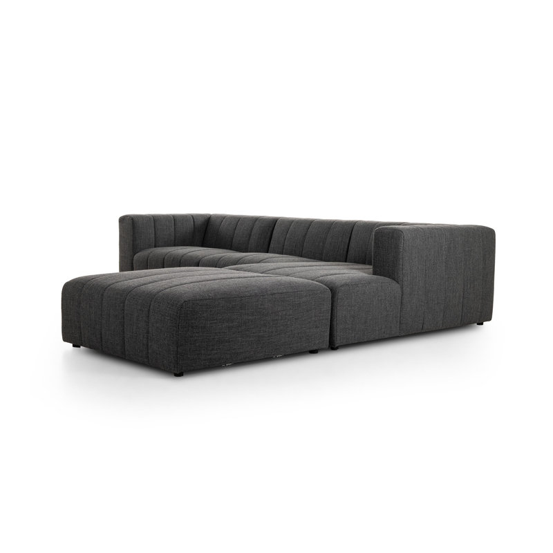 Grayson 110" Left Hand Facing Sectional with Ottoman, Right Hand Facing, Saxon Charcoal Polyester Blend
