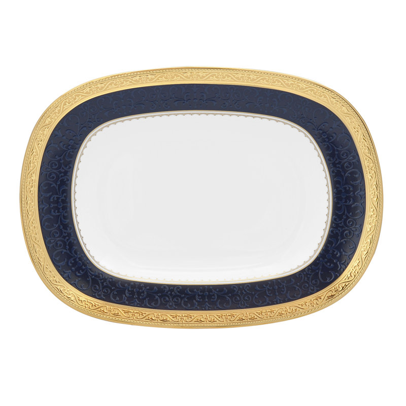Noritake Odessa Cobalt Bone China Butter Dish, Gold