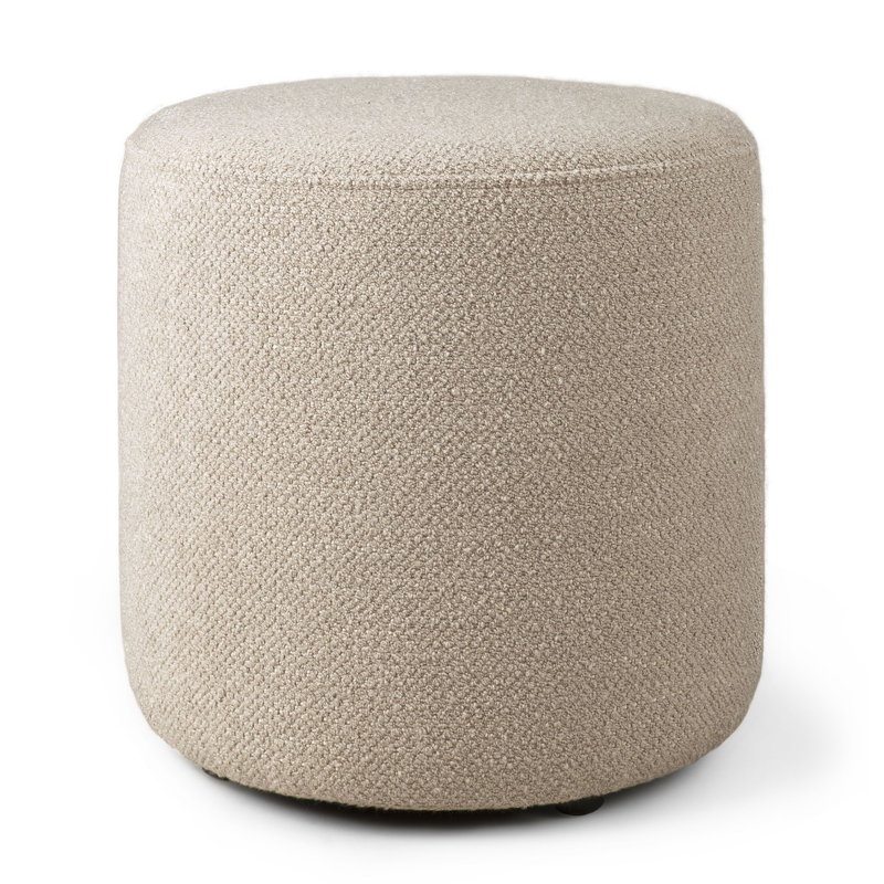 Barrow Round Pouf, Off White Polyester Blend