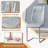  63'' Wooden Dining Table Set, Rectangle Gray Dining Table Set for 4/6 with Leather Chairs-755028152-755028158