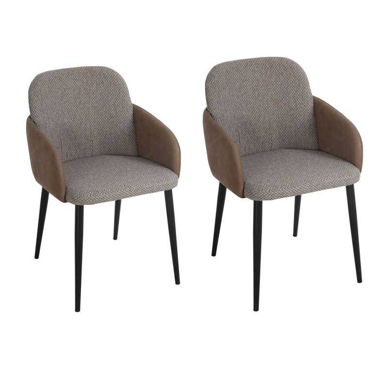 Chaise avec accoudoirs à dossier rembourré Chanina, Brun