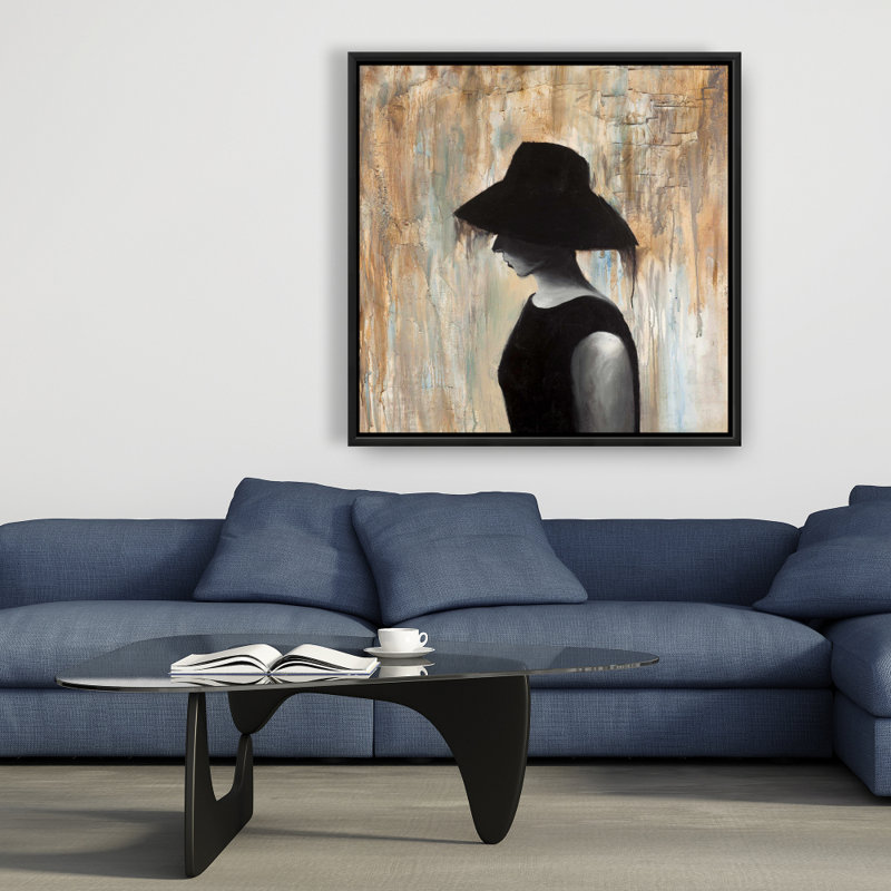 Audrey Hepburn avec un grand chapeau imprimé sur toile