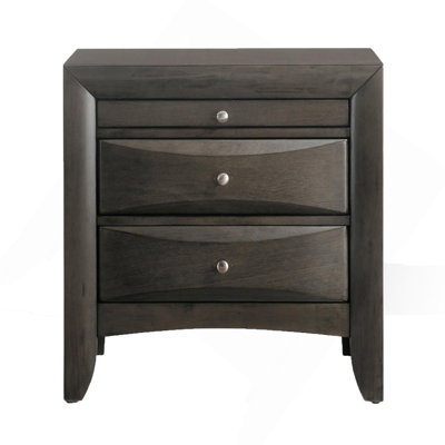 Grey Oak Nightstand With 2 Drawers
