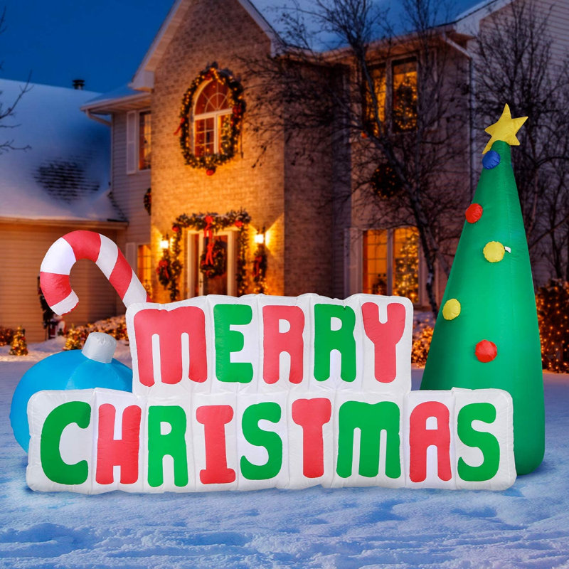 Holidayana Holidayana 8' Wide Giant Inflatable Merry Christmas Sign Holiday Yard Decoration