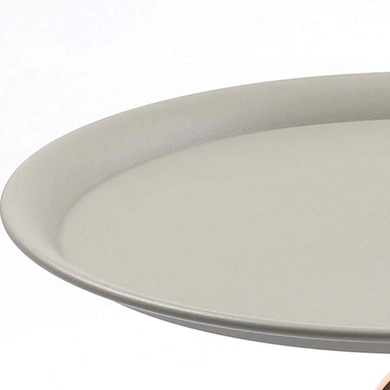 Small Round Side Table For Small Space, Matte Gray, Gray/Gold