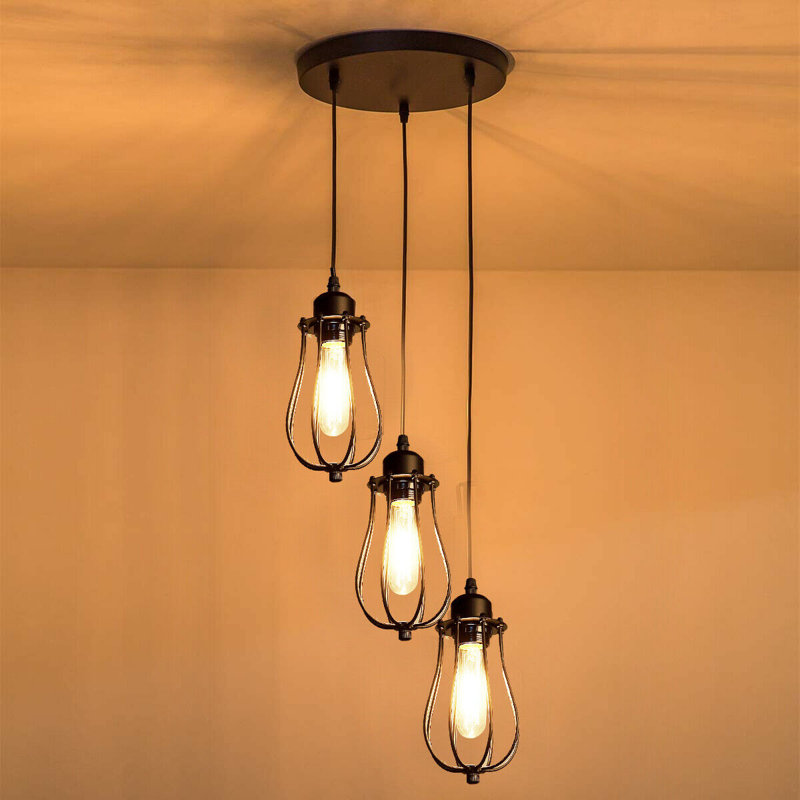 Frisbee 3 - Light Cluster Pendant, Rustic Red, Copper