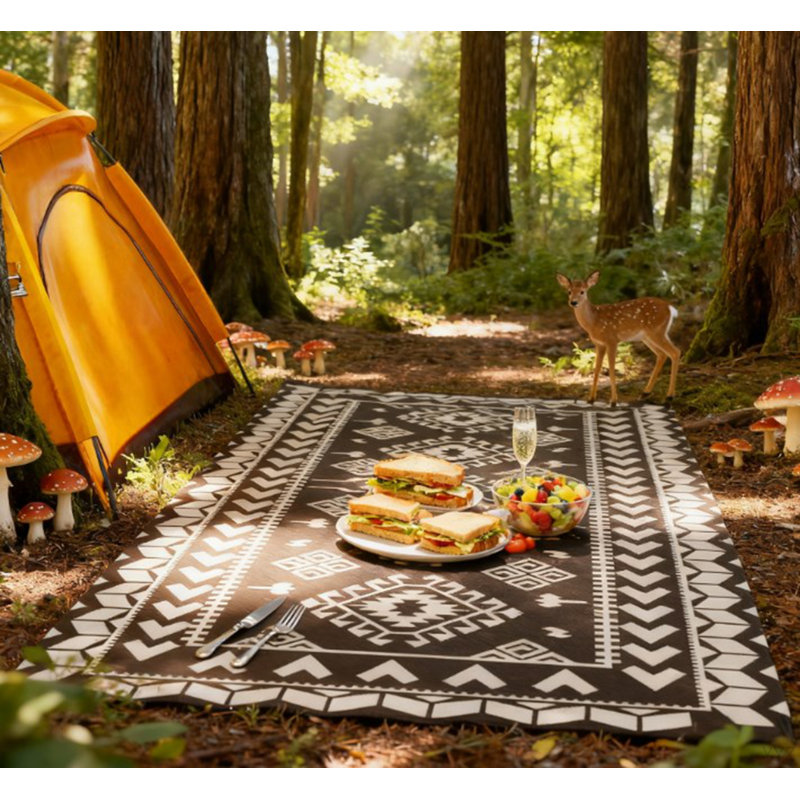 Outdoor Rug For Patio For Decor,Portable Outside Camping Area Carpet Mat,Reversible Rug,For Indoor And Outdoor