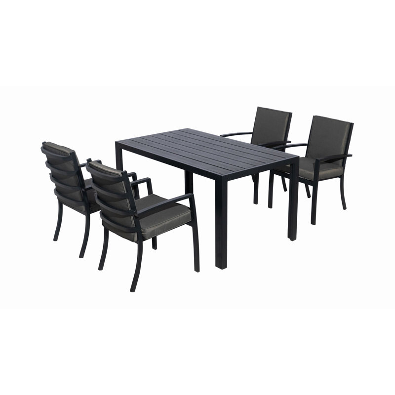 Berendien 5 - Person Patio Dining Set with Rectangular Table , Cushions Included, 74cm H x 85cm W x 145cm L