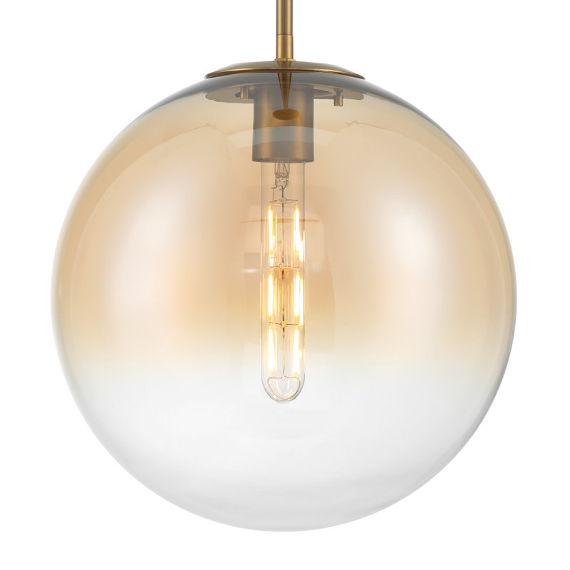 Luminaire suspendu en verre 12 po, Clair, Or brossé