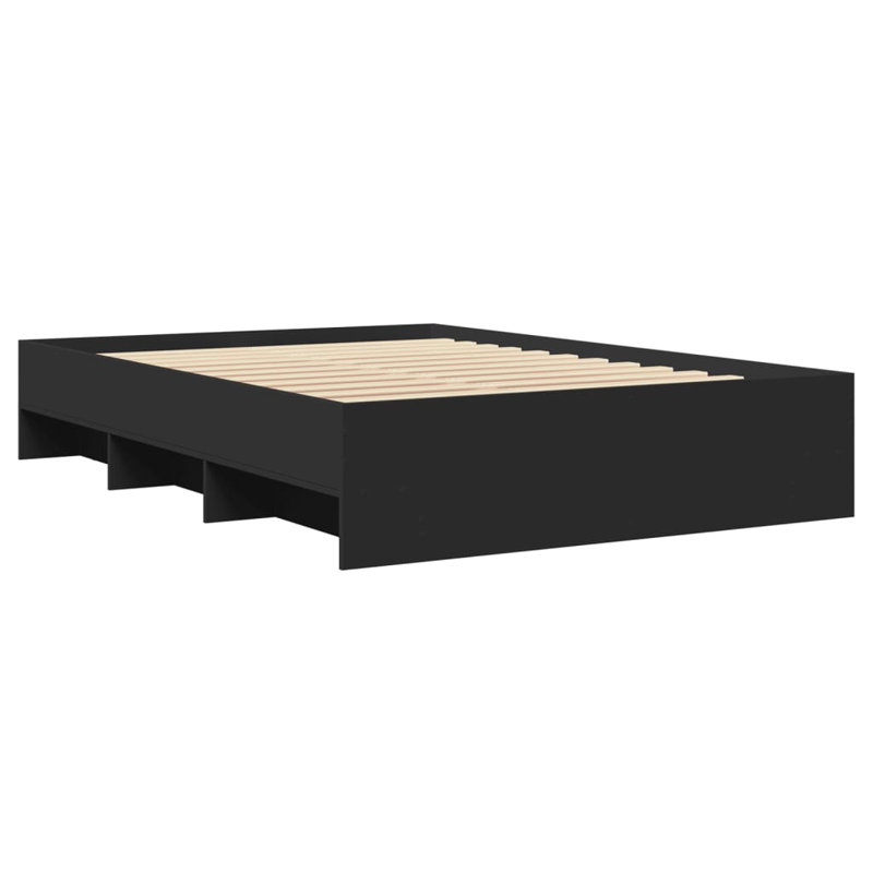 Vidaxl Bed Frame Without Mattress Engineered Wood, Small Double (4'), Black