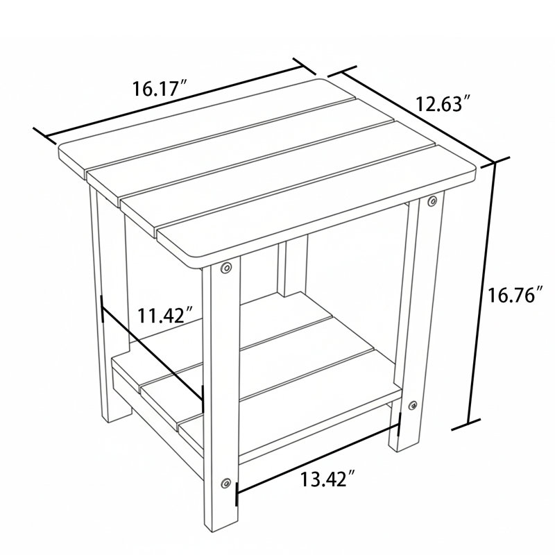 Table d'appoint avec tablette de rangement Imitation Wood, Blanc