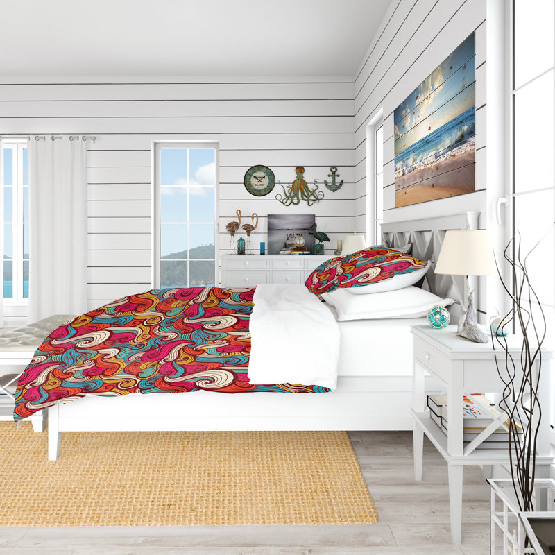 Ensemble de housse de couette nautique et côtier, Housse de couette très grand + 2 taies décoratives