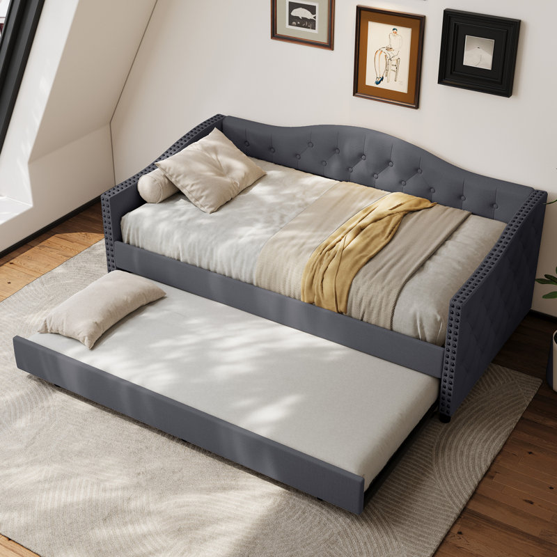 Lit de jour avec couchette Kaevion, Double, Gris