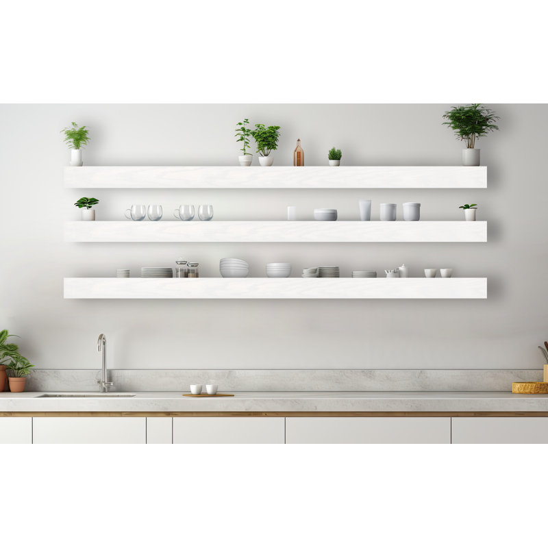 Ensemble de 3 tablettes flottantes Rayne, Blanc, H 5 po x l 61 po x P 7 po