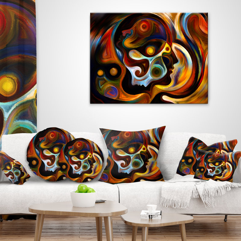 Abstract Textured Effect Digital Art Lumbar Pillow