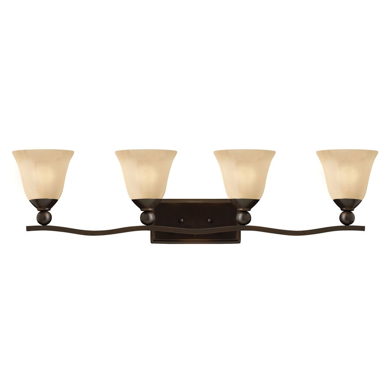 Bolla 4-Light Vanity Light, Olde Bronze, Clear Seedy Glass, Incandescent