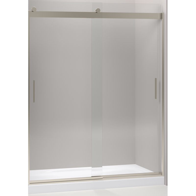 Levity 59.63" x 74" Double Sliding Shower Door with Blade Handles with CleanCoat Technology, Anodized Brushed Bronze