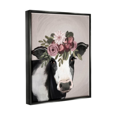 «Floral Farm Cow Blooms - Floater Frame», impression sur toile