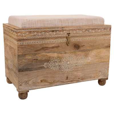 Argirdas 72cm Wide Tufted Rectangle Floral Footstool Ottoman with Storage