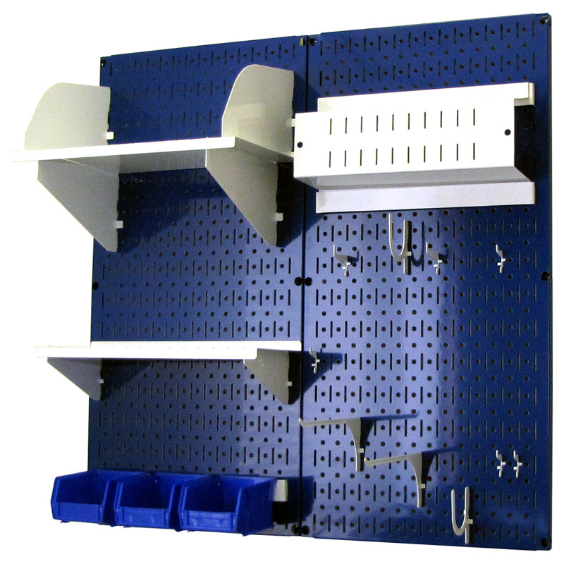 Hobby Craft Pegboard Organizer Storage Kit, Blue and White