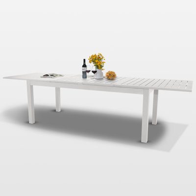 116 in. x 35.4 in. 10-Person Extra Large Extendable Rectangular Aluminum Outdoor Dining Table with Umbrella Hole