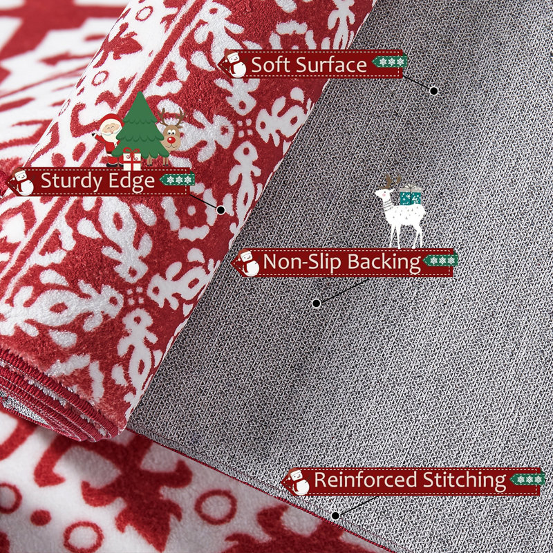 Howlond Christmas Decorative Washable Area Rug With Non-Slip Backing, Rectangle 5' x 7'