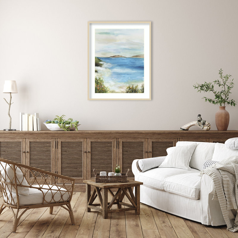 «Blue Beach I» par Allison Pearce, impression sur bois encadrée, H 41 po x l 33 po