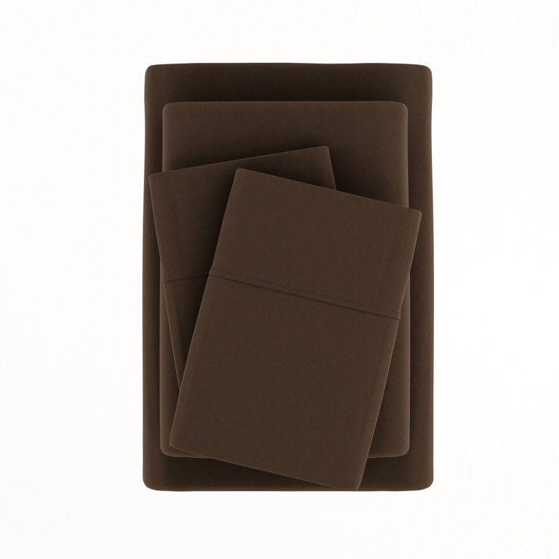 Ensemble de draps en microfibre doublement brossée 4 pièces Becky Cameron 1800 Series, Chocolat