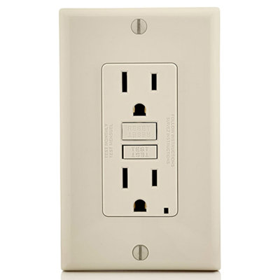 Leviton SmartlockPro 15 Amp 125 Volt Duplex Light Almond GFCI Outlet 5-15R 1 Pack